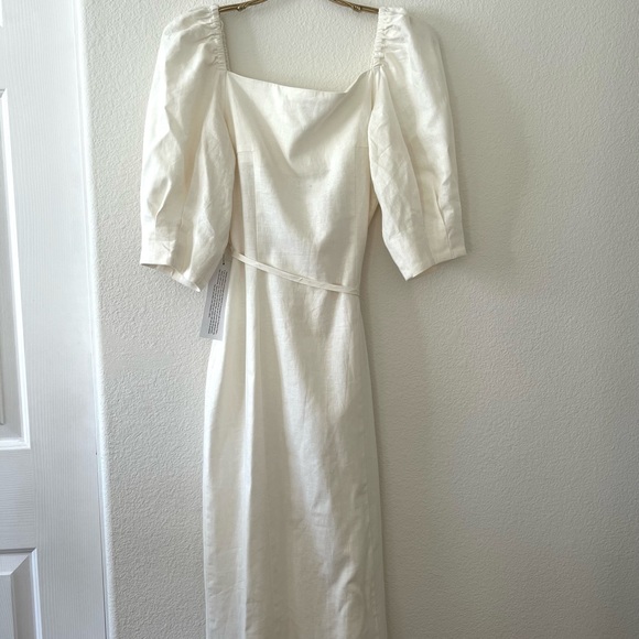 Topshop white linen puff sleeves dress - Picture 5 of 6